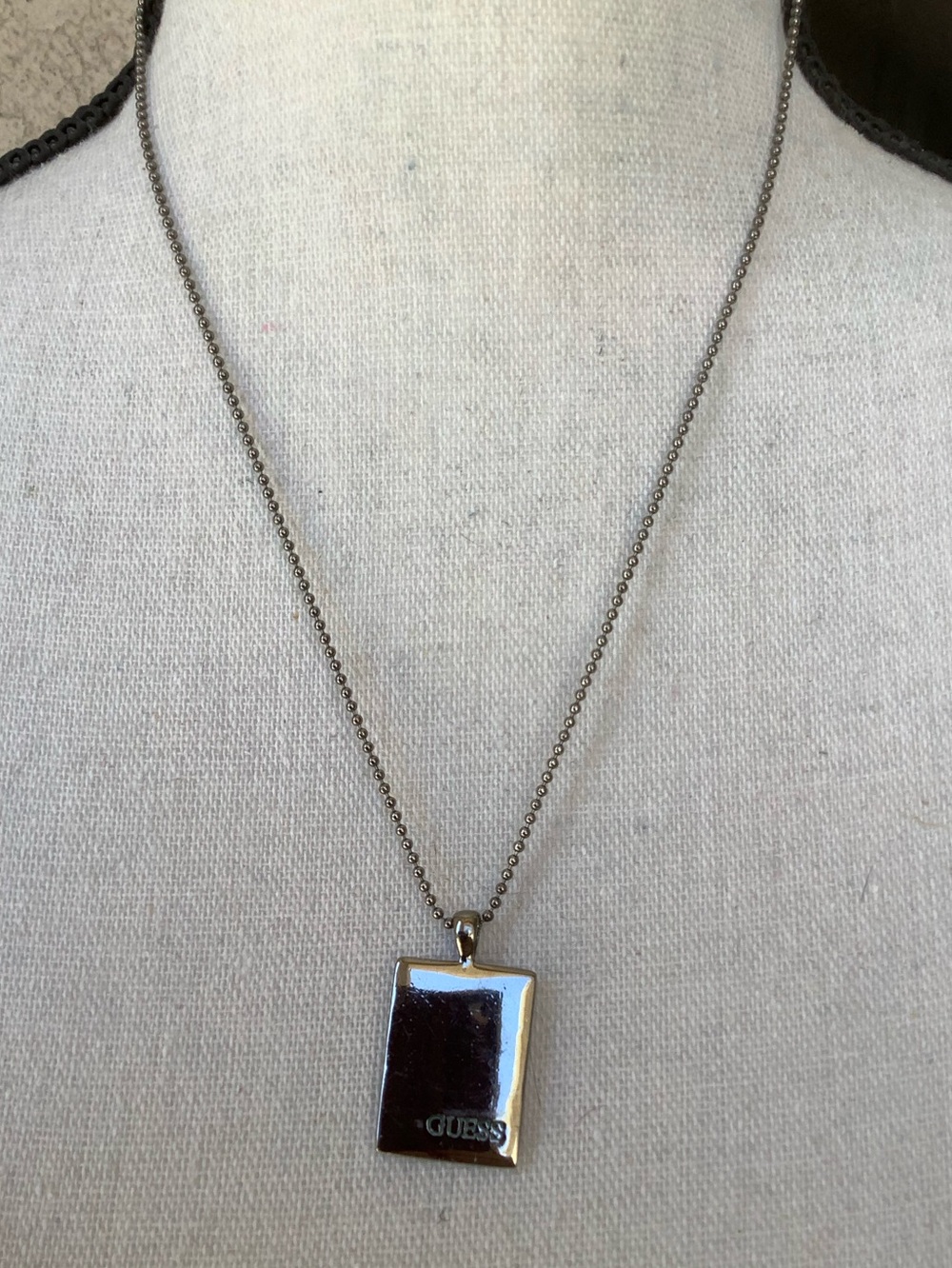 GUESS Blue Gradient Crystal Square Pendant Necklace - Picture 3 of 6